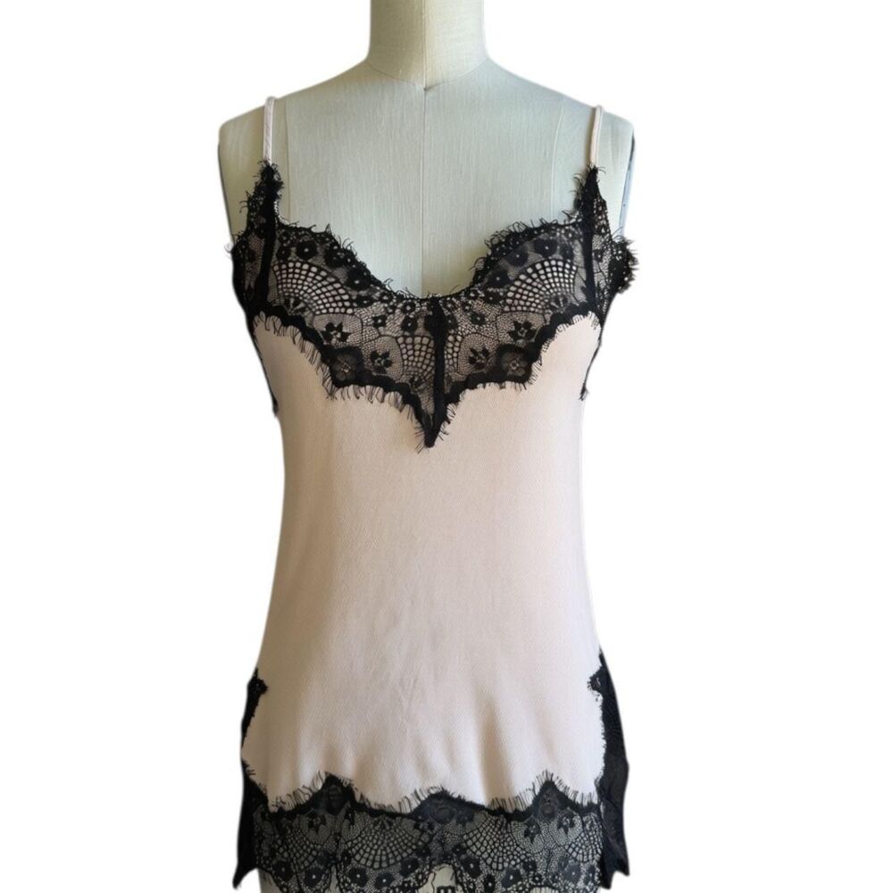 Bardot blush cami, black lace trim, XS
